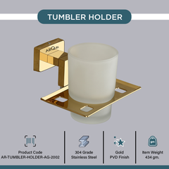 Arquin Stainless Steel Gold Tumbler Holder for Bathroom (12.4X12.3X9.5 CM)