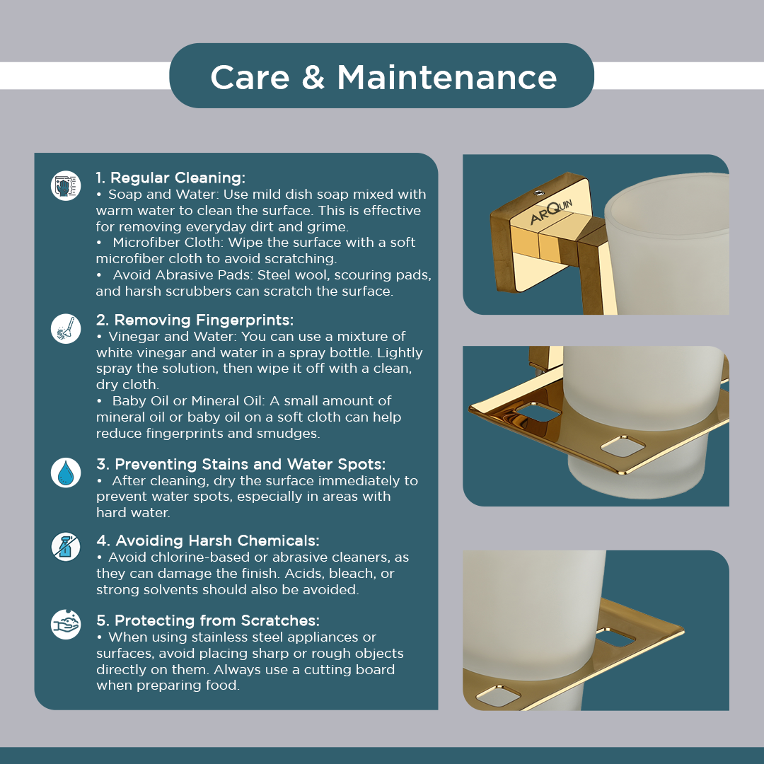 Stainless Steel Gold Tumbler Holder for Bathroom (12.4X12.3X9.5 CM)