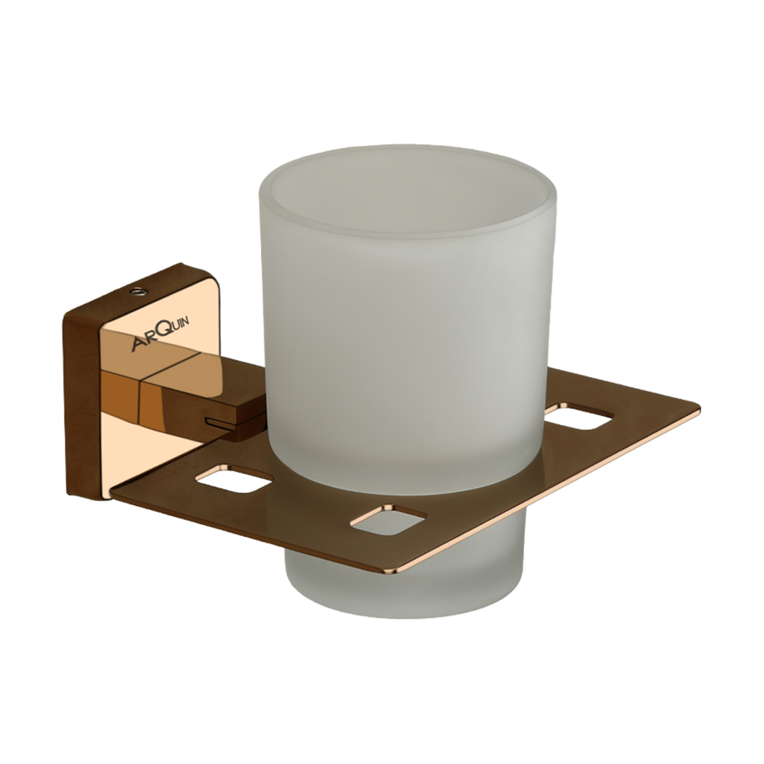 Arquin Stainless Steel Rose Gold Tumbler Holder for Bathroom (12.5X12.3X9.5 CM)