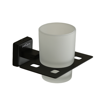 Stainless Steel Black Matt Tumbler Holder for Bathroom (12.5X12.3X9.5 CM)