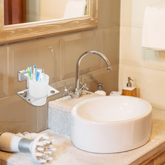 Arquin Stainless Steel Chrome Tumbler Holder for Bathroom (12.4X12.3X9.5 CM)