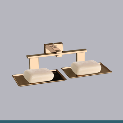 Stainless Steel Rose Gold Twin Soap Dish for Bathroom (26X13X6.3 CM)