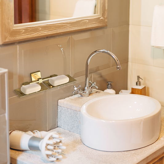 Arquin Stainless Steel Gold Twin Soap Dish for Bathroom (25.3X15X4.6 CM)