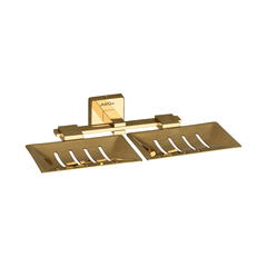 Arquin Stainless Steel Gold Twin Soap Dish for Bathroom (25.3X15X4.6 CM)