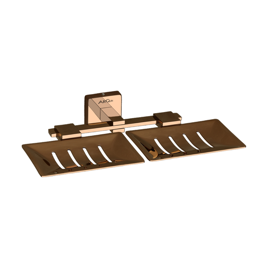 Arquin Stainless Steel Rose Gold Twin Soap Dish for Bathroom (25.3X15X4.6 CM)