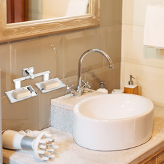 Arquin Stainless Steel Chrome Twin Soap Dish for Bathroom (26X13X6.3 CM)