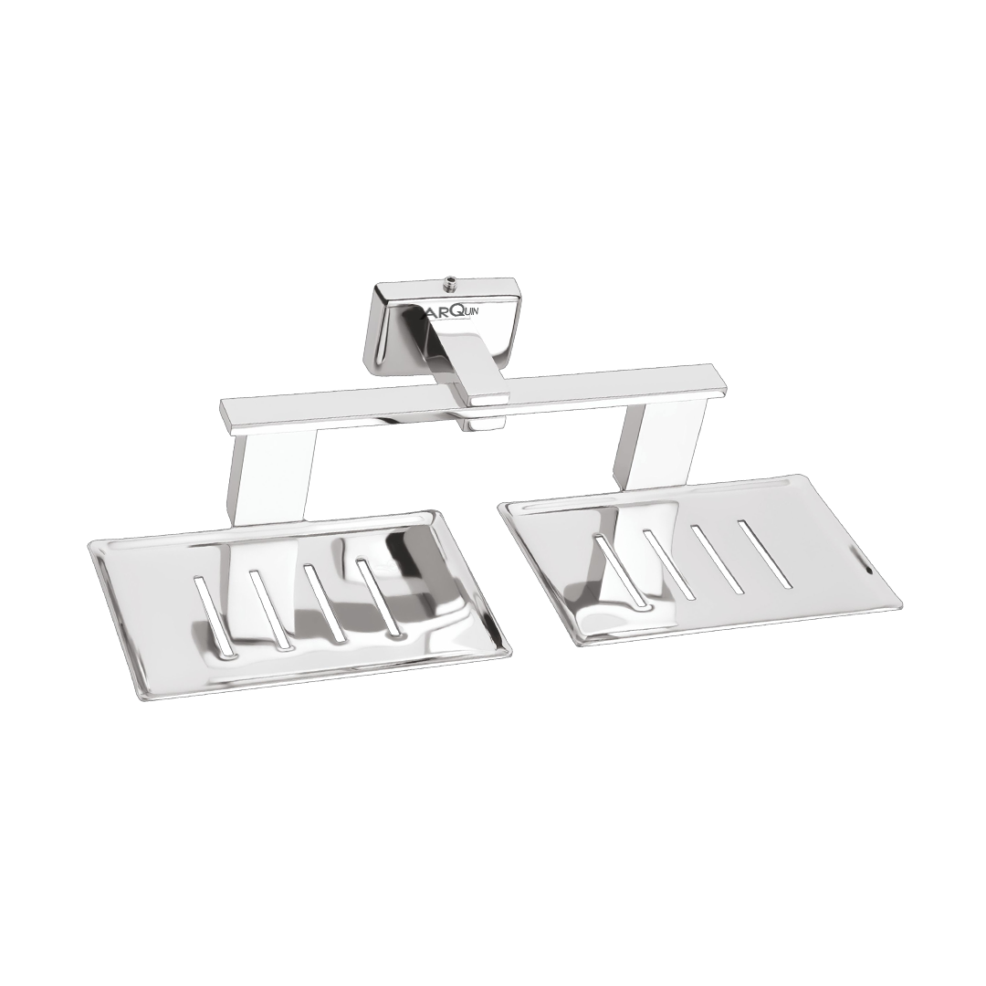 Stainless Steel Chrome Twin Soap Dish for Bathroom (26X13X6.3 CM)