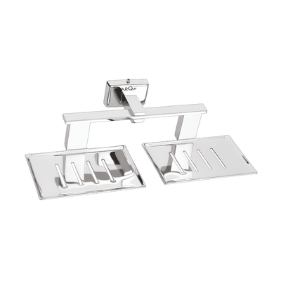 Stainless Steel Chrome Twin Soap Dish for Bathroom (26X13X6.3 CM)