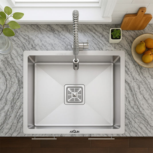 Handmade 304 Grade Stainless Steel Single Bowl Kitchen Sink (18 x 16 x 10 Inches)