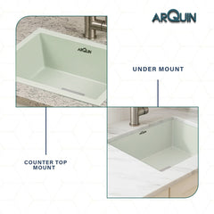 Quartz Single Bowl Kitchen Sink (24 x 18 x 9 Inches) ( Green)