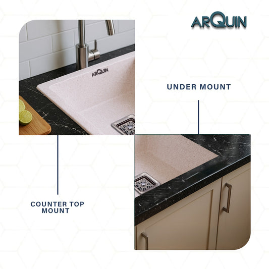 Quartz Single Bowl Kitchen Sink (24 x 18 x 9 Inches) ( Choco White)