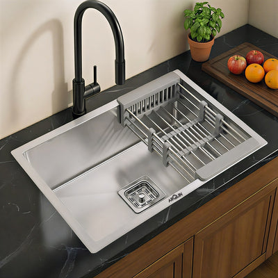 24x18x10 Inch 304 Grade Handmade Single Bowl Kitchen Sink Stainless Steel