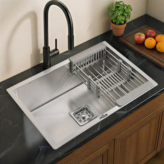 Handmade Single Bowl Kitchen Sink (24 x 18 x 10 Inches) 304 Grade Stainless Steel Sink