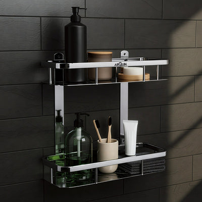 Bathroom Shelf for Wall (5x12 Inch) Stainless Steel Double Matrix