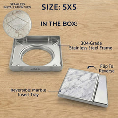 Tile Insert Floor Drainer 304 SS Grade With Cockroach Trap (5x5 Inch)