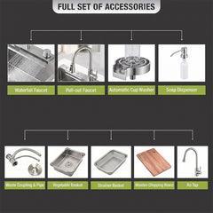 Waterfall Smart Kitchen Sink ( 30"x18"x9) | Stainless Steel Sink | Silver