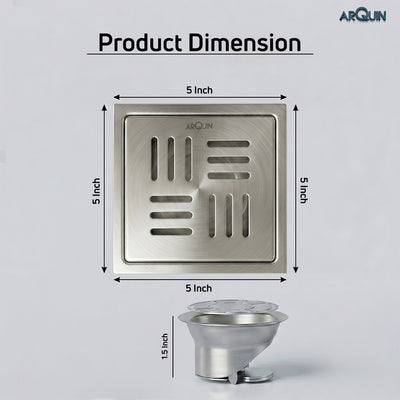 Square Floor Drainer 304 SS Grade with Cockroach Trap (5X5 Inch)
