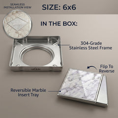 Tile Insert Floor Drainer 304 SS Grade With Cockroach Trap (6X6 Inches)
