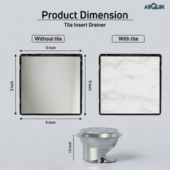 Tile Insert Floor Drainer 304 SS Grade With Cockroach Trap (5x5 Inch)