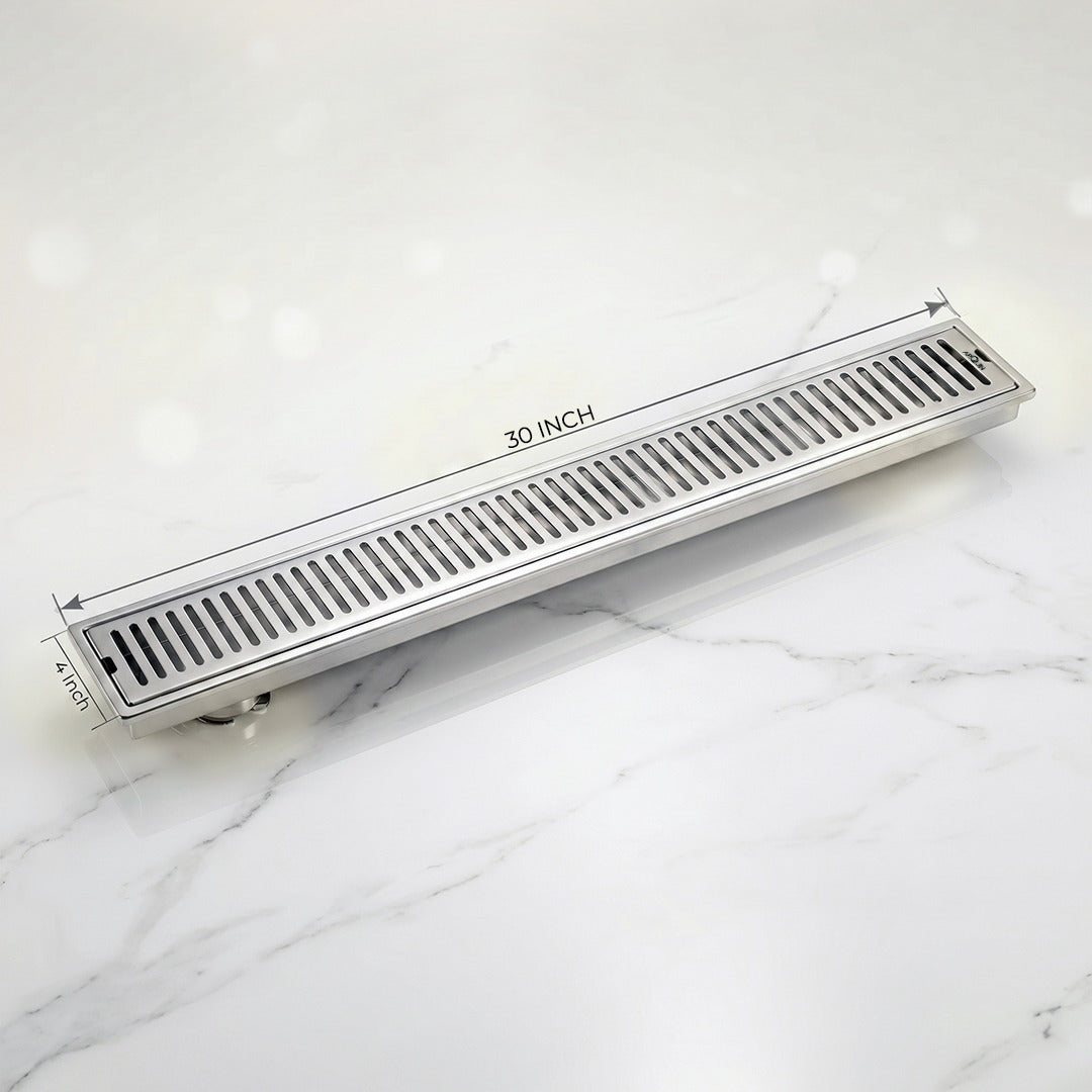Shower Drain Channel SS 304 Grade with Cockroach Trap (30x4 Inch)