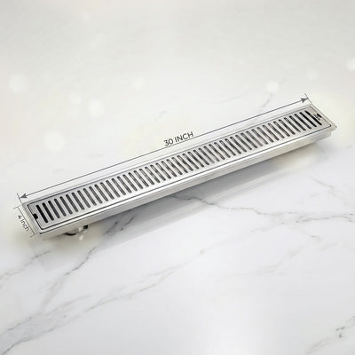 Shower Drain Channel SS 304 Grade with Cockroach Trap (30x4 Inch)