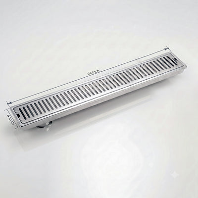 Shower Water Drain Channel SS 304 Grade with Cockroach Trap (24X4 Inch)