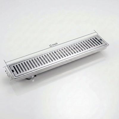 Shower Water Drain Channel SS 304 Grade with Cockroach Trap (12X4 Inch)