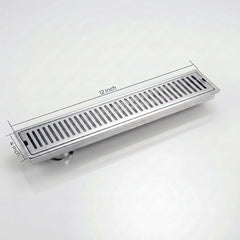 Shower Water Drain Channel SS 304 Grade with Cockroach Trap (12X4 Inch)