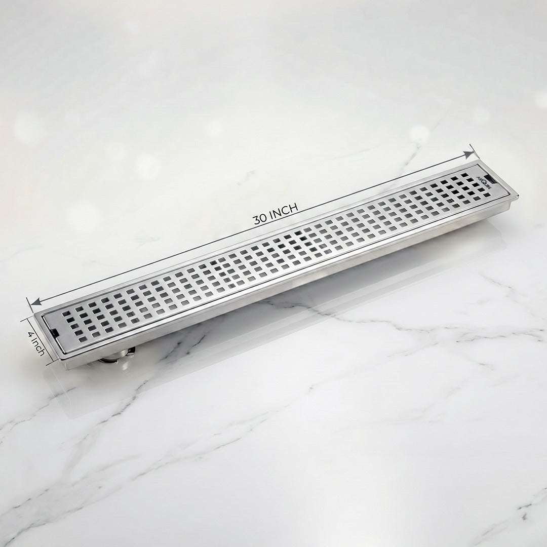 Shower Drain Channel SS 304 Grade with Cockroach Trap (30x4 Inch)