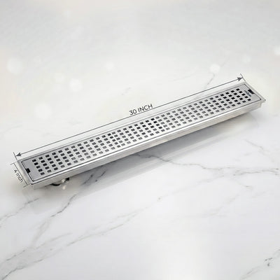 Shower Drain Channel SS 304 Grade with Cockroach Trap (30x4 Inch)