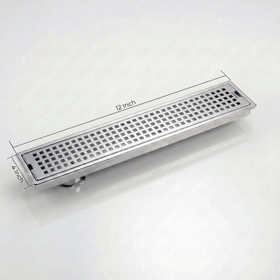 Shower Drain Channel SS 304 Grade with Cockroach Trap (12x4 Inch)