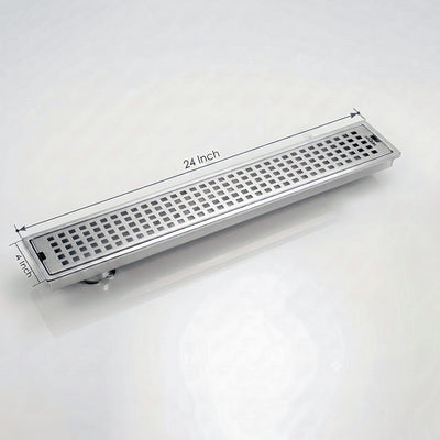 Shower Water Drain Channel SS 304 Grade with Cockroach Trap (24X4 Inch)