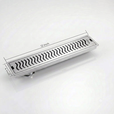 Shower Drain Channel SS 304 Grade with Cockroach Trap (12x4 Inch)