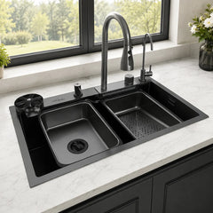 Waterfall Smart Kitchen Sink (30 x 18 x 9 Inches) | Stainless Steel Sink