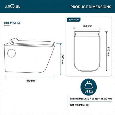 Platinum Ceramic Wall Hung Western Commode (ITALIA-Rimless)