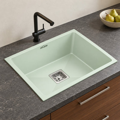 24x18x9 Inch Choco Green Quartz Single Bowl Kitchen Sink