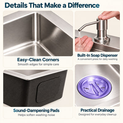 Waterfall Kitchen Sink (30x18x9 Inch) Silver 304 Grade Stainless Steel