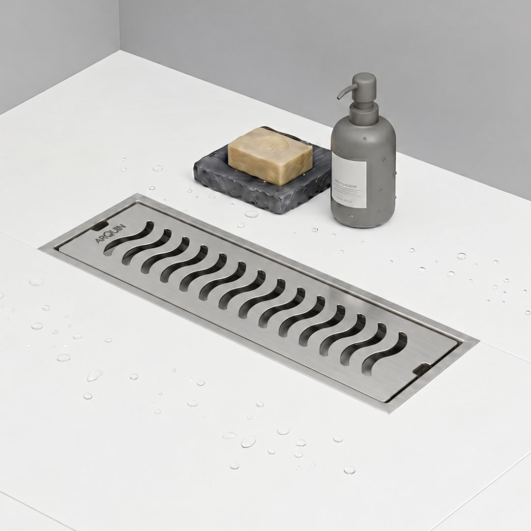 Shower Water Drain Channel SS 304 Grade with Cockroach Trap (12X4 Inch)