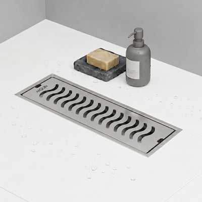 Shower Water Drain Channel SS 304 Grade with Cockroach Trap (12X4 Inch)