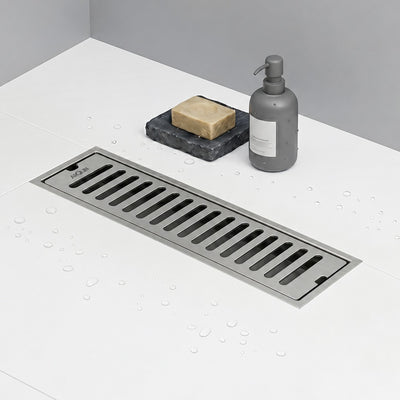 Shower Water Drain Channel SS 304 Grade with Cockroach Trap (12X4 Inch)