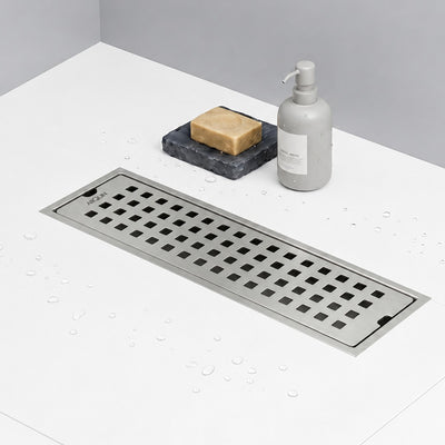 Shower Water Drain Channel SS 304 Grade with Cockroach Trap (12X4 Inch)