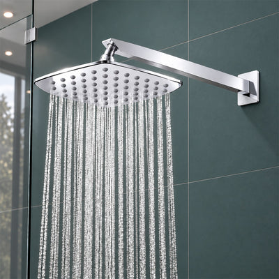 Rain Shower Head without Arm 304 Stainless Steel Overhead Shower 8x8 Inch (CURVE)