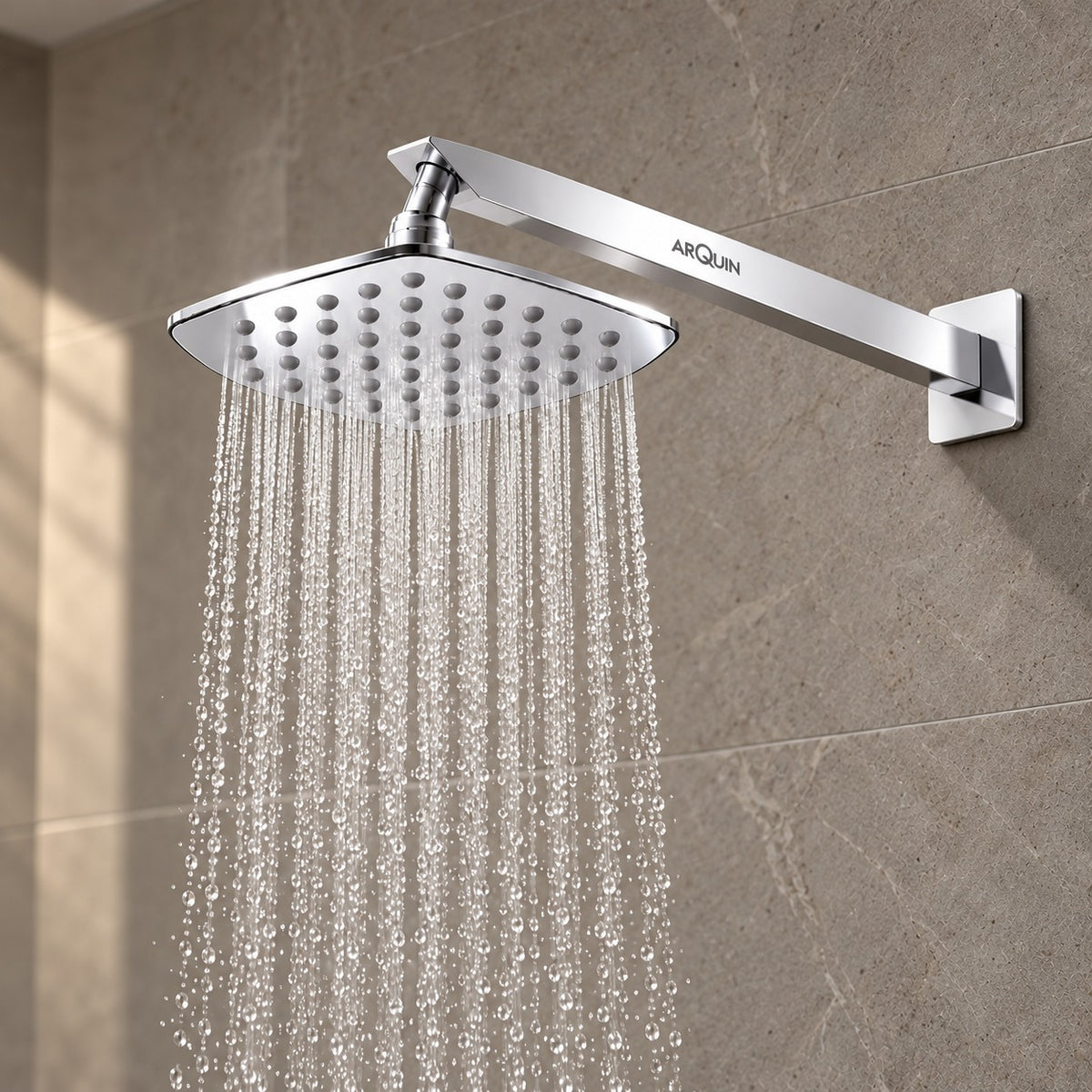 Rain Shower Head without Arm 304 Stainless Steel Overhead Shower 6x6 Inch (CURVE)