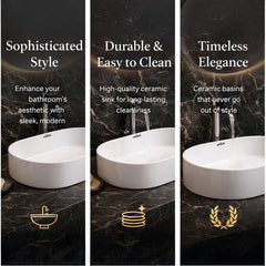 ARQUIN ARQUIN Wash Basin for Bathroom Tabletop | Ceramic Glossy Rectangular Countertop Vessel Sink | Vanity Washbasin for Dining Hall & Home LEELEE