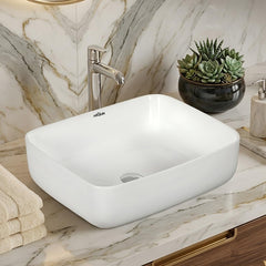 ARQUIN Wash Basin for Bathroom Tabletop | Ceramic Glossy Rectangular Countertop Vessel Sink | Vanity Washbasin for Dining Hall & Home JAGUAR