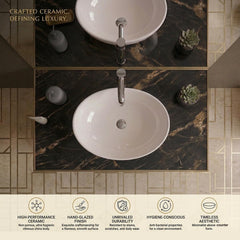 ARQUIN Wash Basin for Bathroom Tabletop | Ceramic Glossy Rectangular Countertop Vessel Sink |TOTO