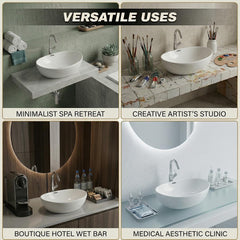 ARQUIN Wash Basin for Bathroom Tabletop | Ceramic Glossy Rectangular Countertop Vessel Sink |TOTO