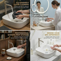 ARQUIN ARQUIN Wash Basin for Bathroom Tabletop | Ceramic Glossy Rectangular Countertop Vessel Sink | Vanity Washbasin for Dining Hall & Home KOLAR