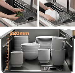 Silver Waterfall Kitchen Sink 24"x18"x9"Inch Single Bowl 304 Grade Stainless Steel ANTI SCRATCH