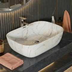 ARQUIN ARQUIN Wash Basin for Bathroom Tabletop | Ceramic Glossy Rectangular Countertop Vessel Sink | Vanity Washbasin for Dining Hall & Home CITIZEN-006(Glossy)